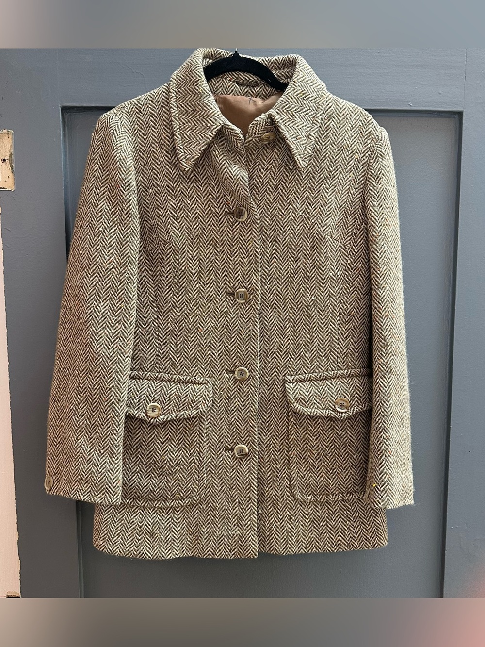 Vintage Boru by Jimmy Hourihan Herringbone Wool Coat